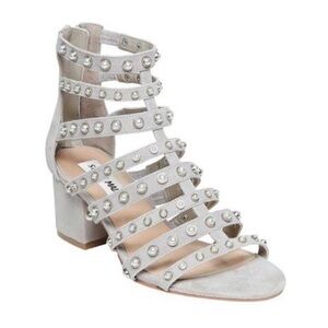 Steve Madden Mania Gray Suede Studded Cage Sandals